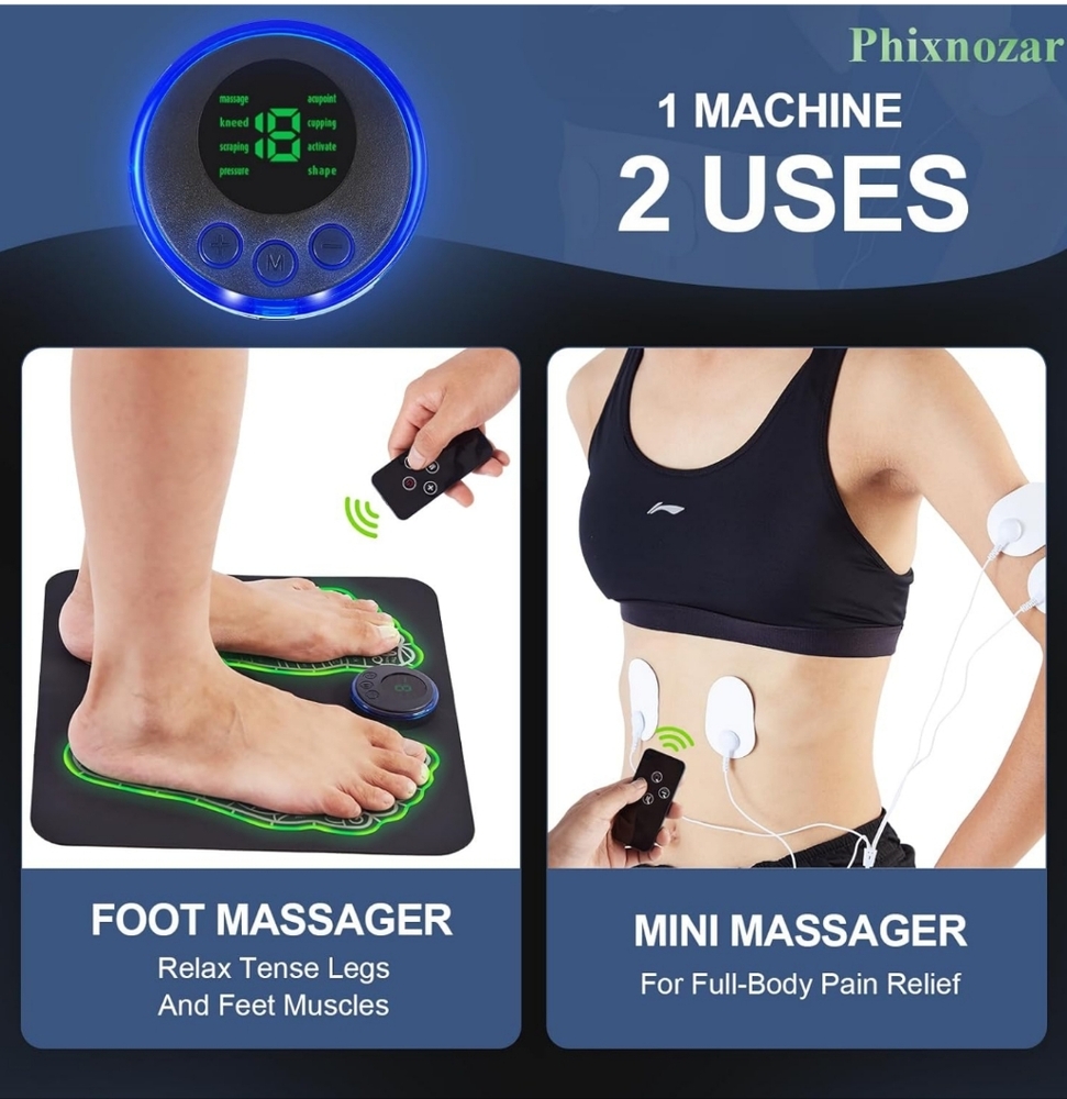 EMS Foot Massager Mat, with Remote Control, 2-in-1 Back Massager & Feet/Legs NWT